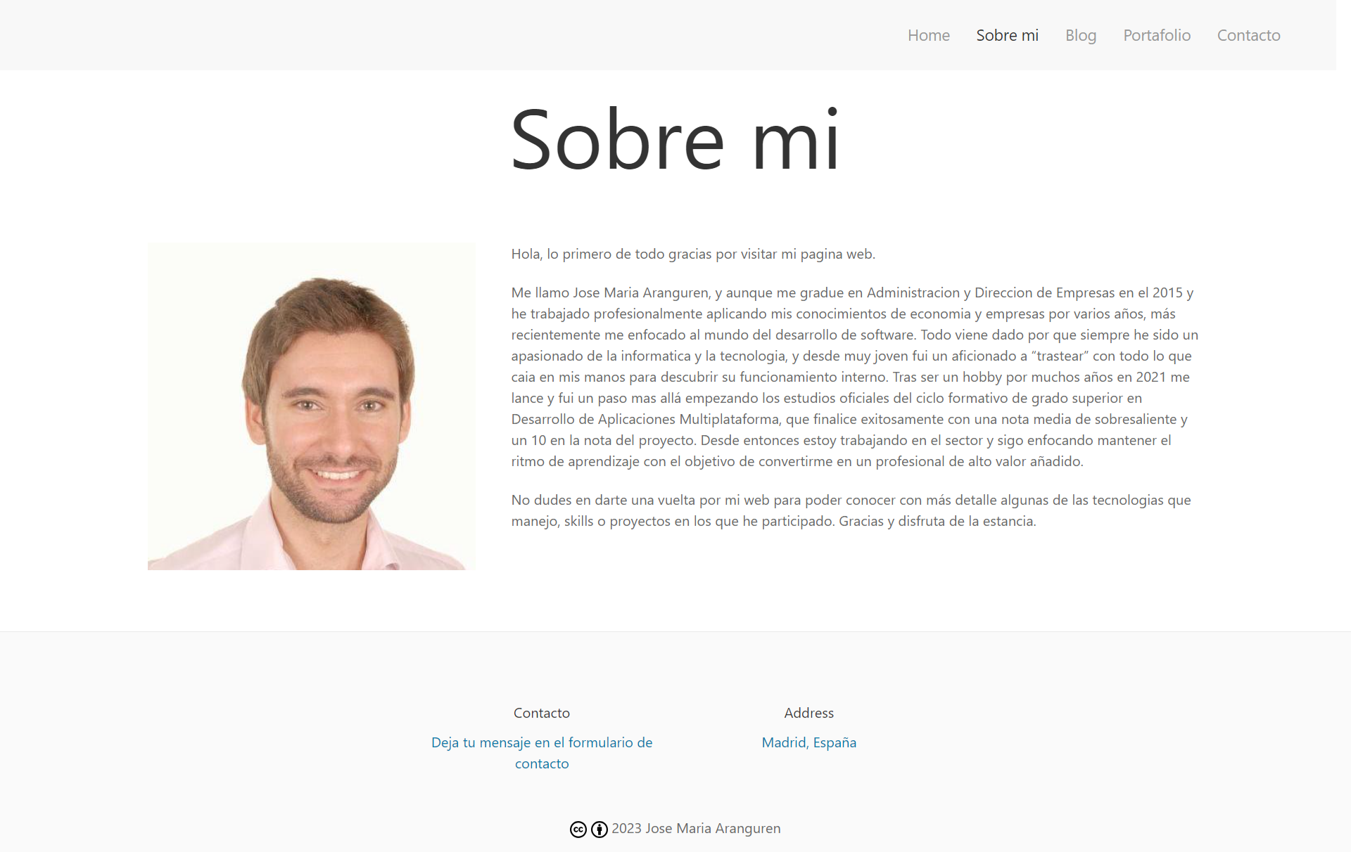 Sobre mí Screenshot